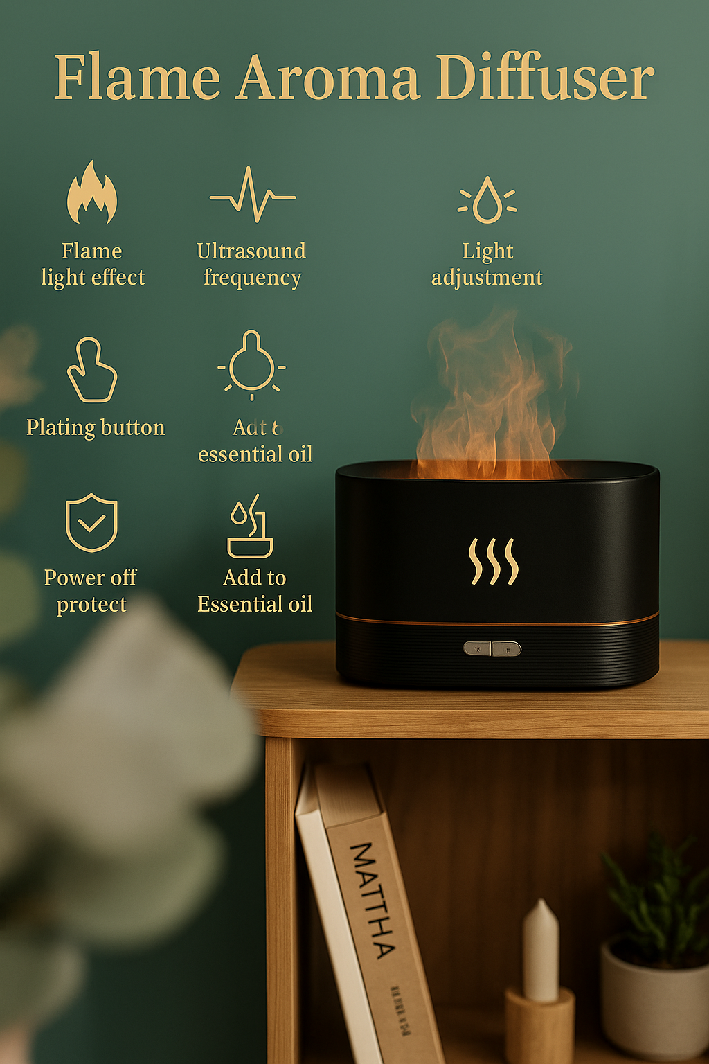 Noir Aromatherapy Flame Diffuser